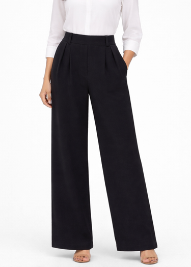 Black pleated Korean pants for women