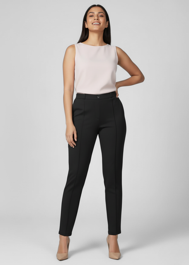 Black tailored pant for women, full-length view