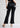 Black bootcut pants, back view