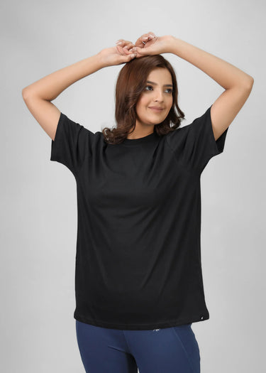 Black boyfriend tee for women, front view