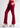 Cherry red bootcut pants, side view