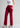 Cherry red wide leg trousers for women, front view