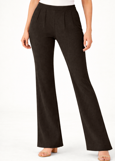 Cocoa brown wide leg trousers for women, textured fabric