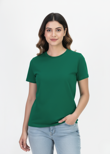 Dark green everyday top for women, front view
