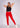 Deep red cotton legging for women, full-length view