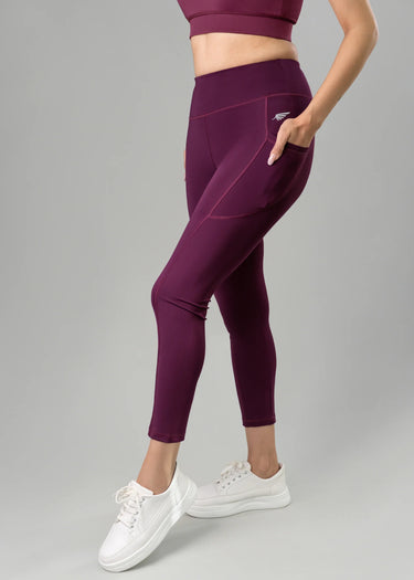 Flurr Women's Wine Deep Pocket Tights