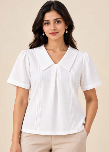 White collar top for women, front view