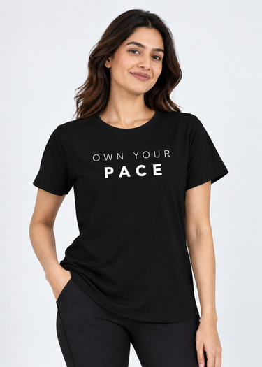 Flurr Own Your Pace Black Printed Top front view