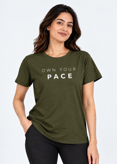 Flurr Own Your Pace Olive Printed Top front view