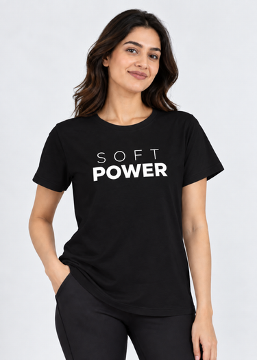 Flurr Soft Power Black Printed Top front view