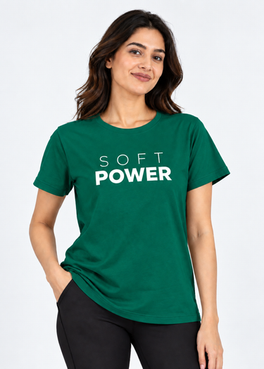 Flurr Soft Power Dark Green Printed Top front view