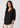 Black pure linen top for women, front view