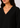 V-neckline close-up, black linen top