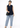 Navy sleeveless mandarin collar top for women