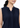 Mandarin collar and pintuck close-up, navy top