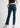 Ocean blue bootcut pants, front view