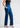 Ocean blue cotton trousers for women, wide leg