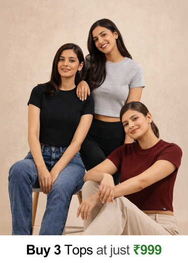 Ribbed crop tops pack of 3 with offer banner