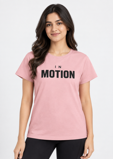 Rose gold In Motion printed top, front view