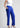Royal blue cotton trousers for women, front view