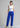 Royal blue cotton trousers, full-length view