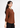 Rust textured V-neck top, angled front view