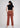 Rusty brown wide leg trousers for women, back view
