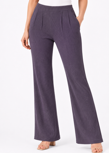 Smoky lavender wide leg trousers for women, front view
