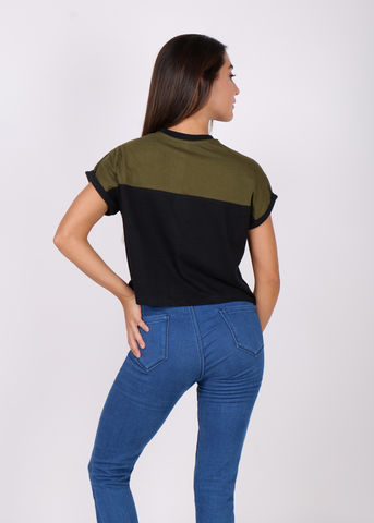 Boxy Color Block Crop Top