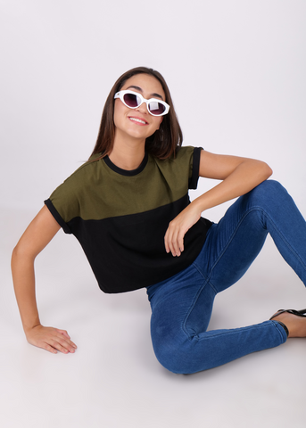 Boxy Color Block Crop Top