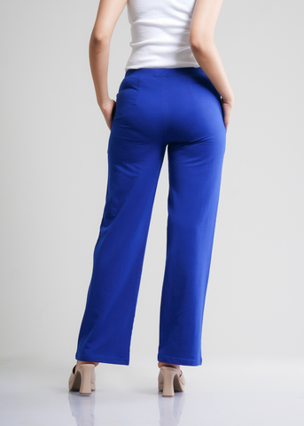 Cotton Pintuck Wide Flared Trousers