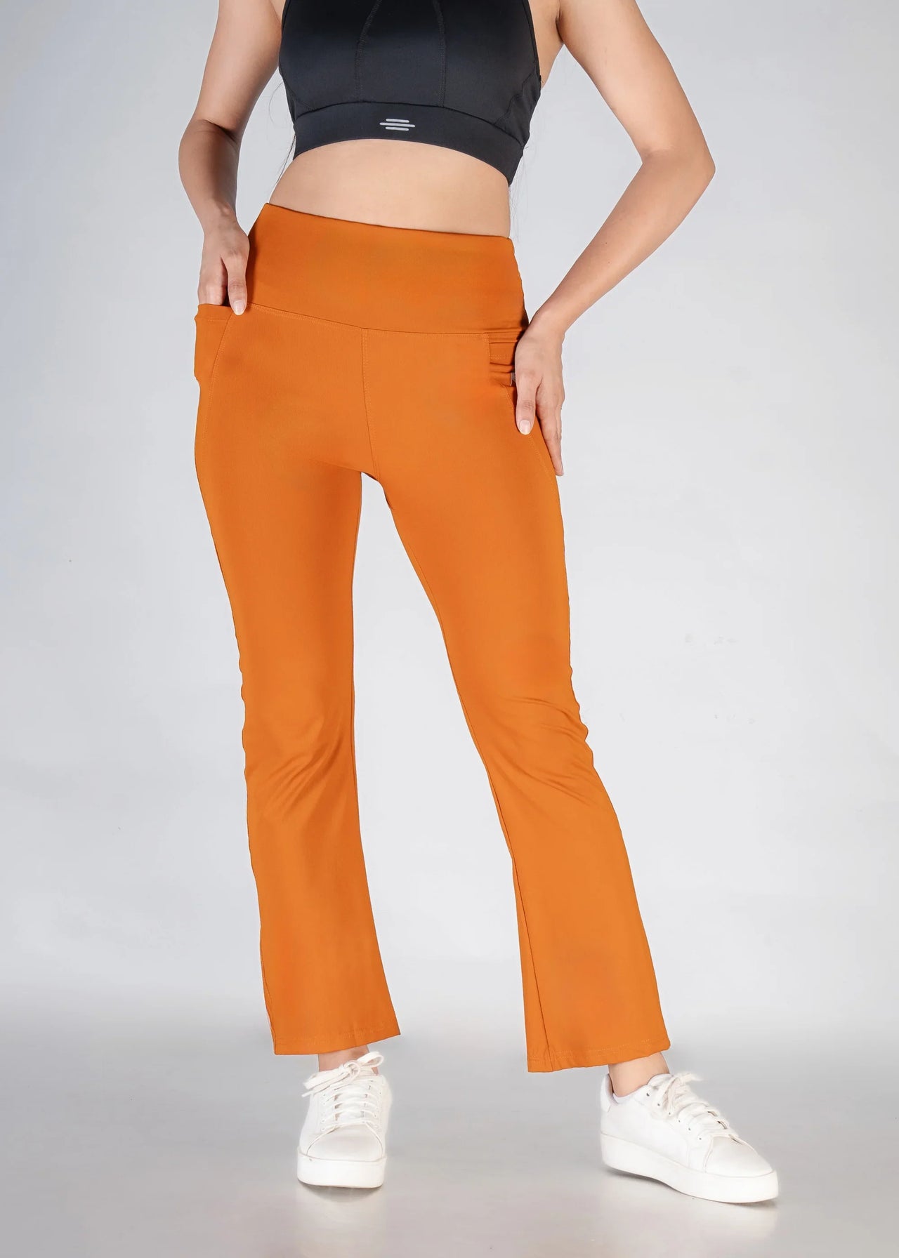 Flared pants caramel color women