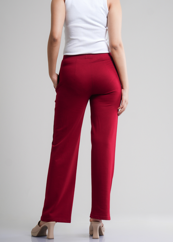 Cotton Pintuck Wide Flared Trousers