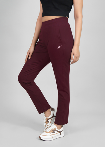 Straight Fit Trousers - Wine