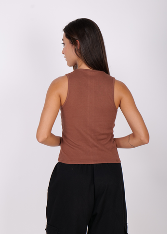 V Neck Cotton Ribbed Tank Top