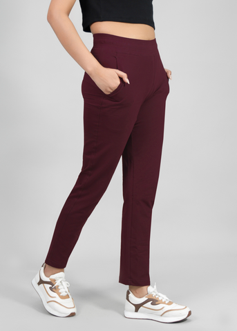 Straight Fit Trousers - Wine