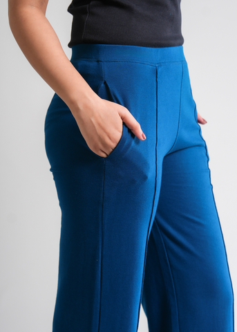 Cotton Pintuck Wide Flared Trousers