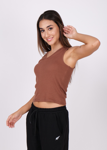 V Neck Cotton Ribbed Tank Top