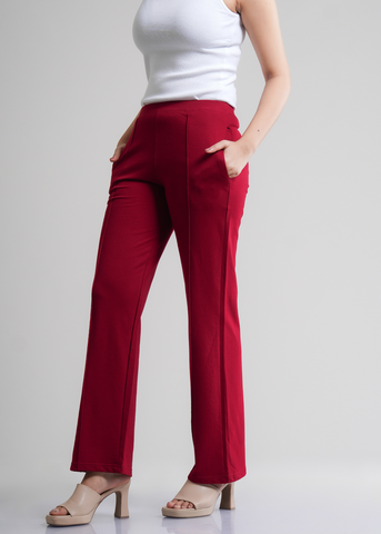 Cotton Pintuck Wide Flared Trousers