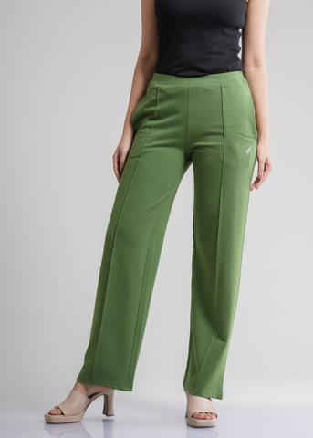 Cotton Pintuck Wide Flared Trousers