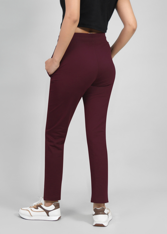 Straight Fit Trousers - Wine