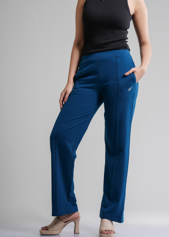 Cotton Pintuck Wide Flared Trousers