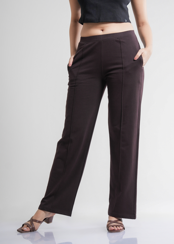 Cotton Pintuck Wide Flared Trousers