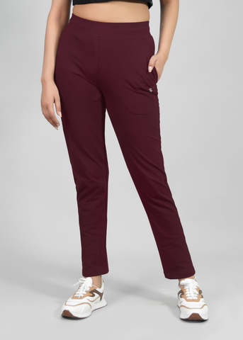 Straight Fit Trousers - Wine