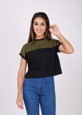 Boxy Color Block Crop Top