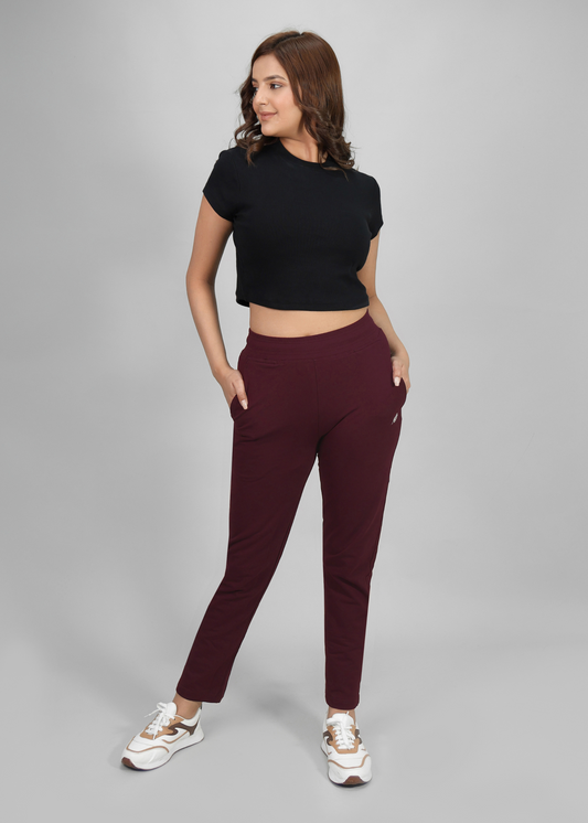 Straight Fit Trousers - Wine