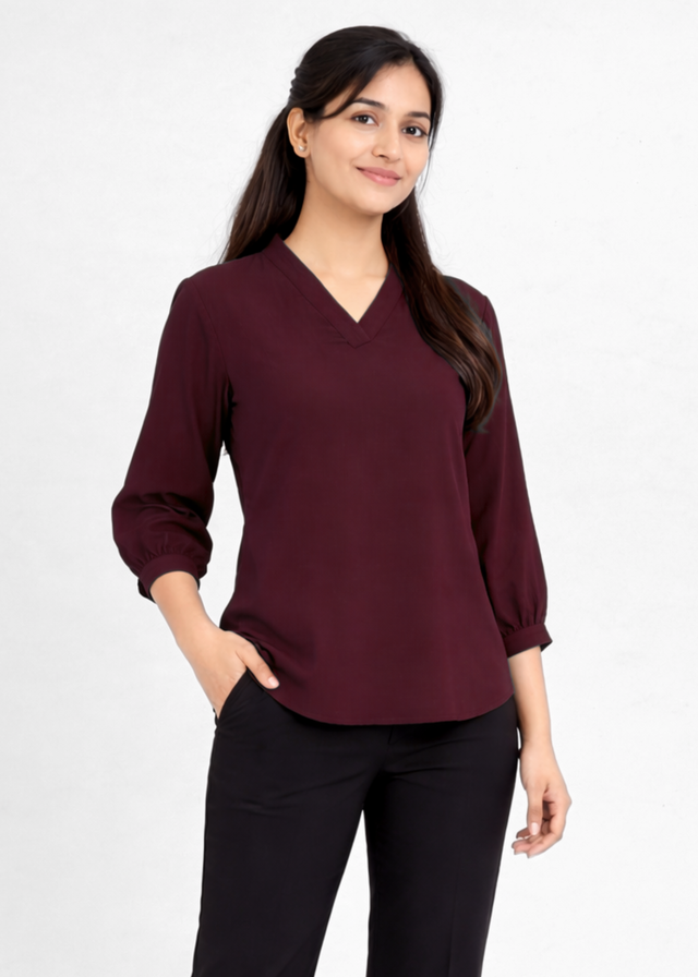 Women Textured V-Neck Top