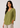 Flurr olive linen top for women front close up, breathable fabric and neckline detail