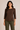 Flurr brown Mira asymmetrical top close up, cotton fabric and asymmetrical design detail