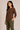 Flurr brown Mira asymmetrical top for women left side view, asymmetrical hem detail